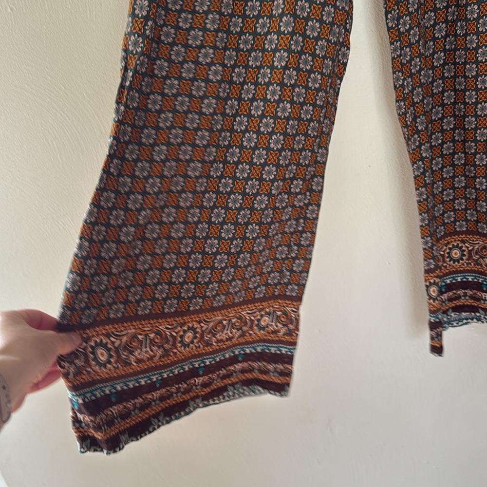 NWOT Cato horsebit Brown Patterned Wide-Leg Pants small - Picture 3 of 5